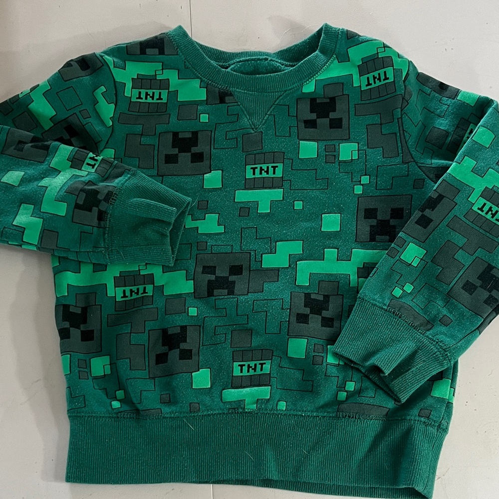 Green Pixel Pattern Kids Sweatshirt